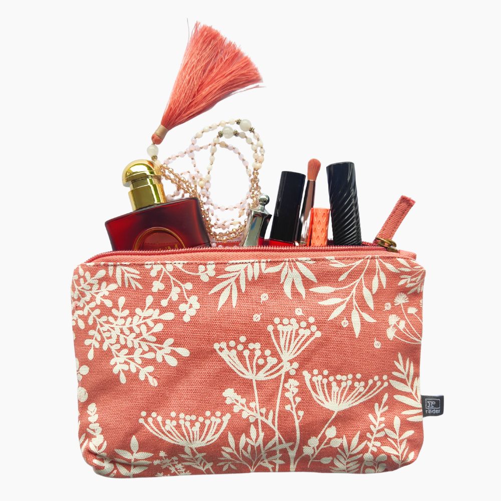 Rosa und weiss geblühmter Kosmetikbeutel. Bei SayFlower als Geschenk kaufen. 